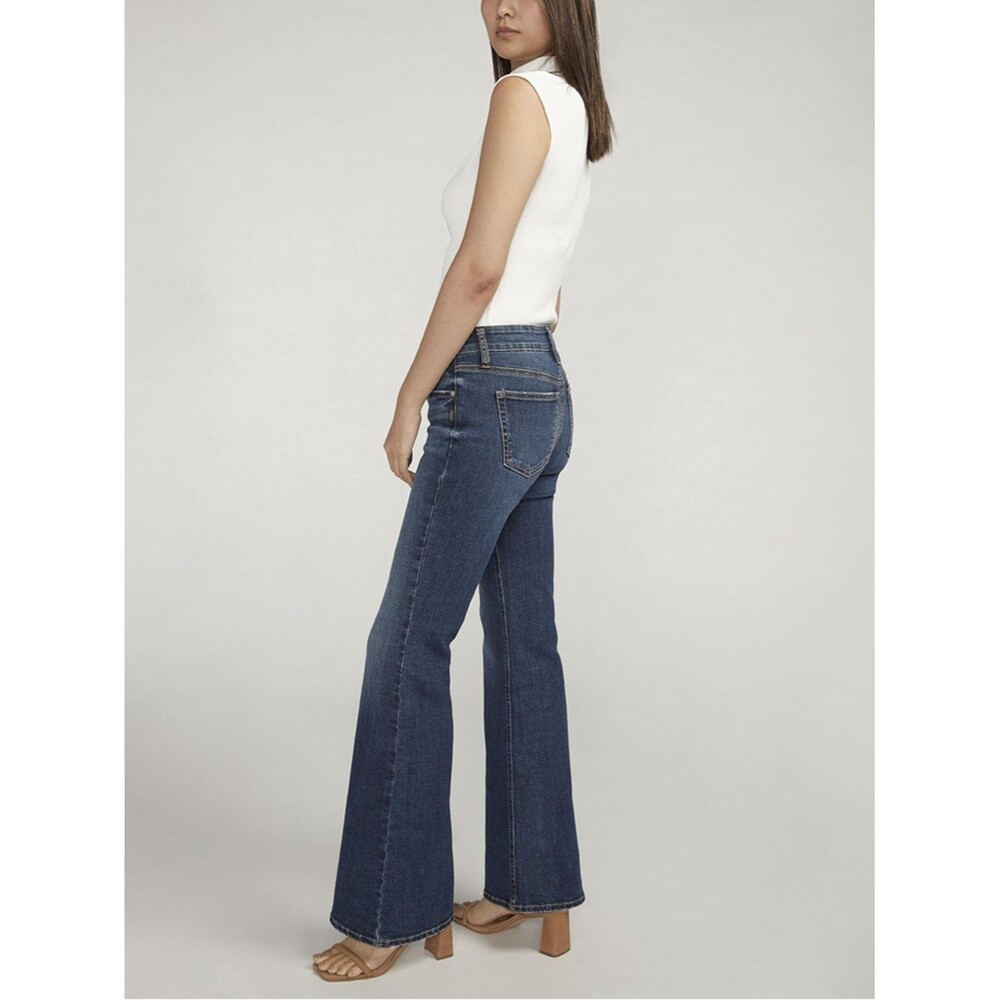 Silver Jeans Suki Curvy Fit Mid Rise Flare Leg Button Fly Jeans   |  Size:  27